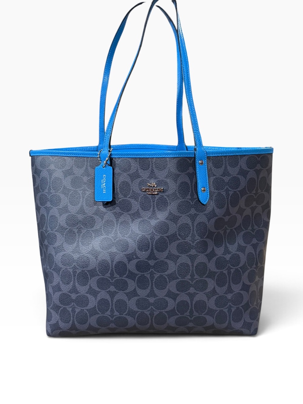 Coach Reversible City Tote in Signature Canvas Denim / Azure Blue